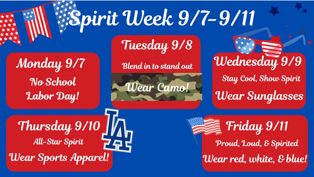 Macy Spirit Week 9-7 to 9-11